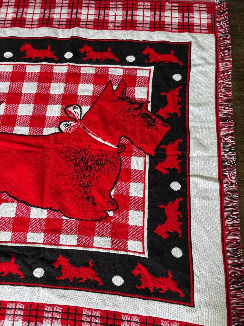 Beacon Scottie Dog Red & Black Plaid Throw Blanket - Made in USA